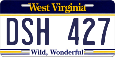 WV license plate DSH427