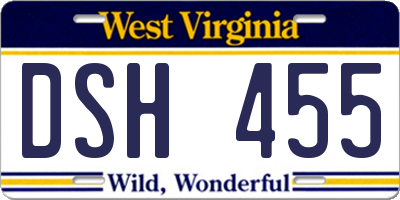 WV license plate DSH455