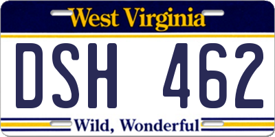 WV license plate DSH462