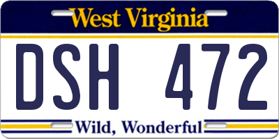 WV license plate DSH472