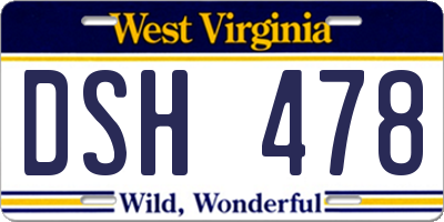 WV license plate DSH478