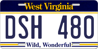 WV license plate DSH480