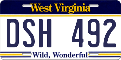 WV license plate DSH492