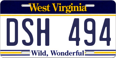 WV license plate DSH494