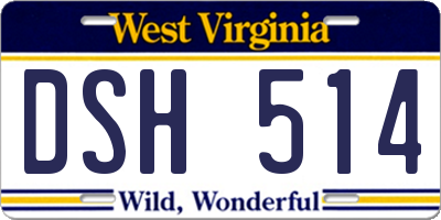 WV license plate DSH514