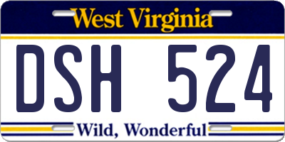 WV license plate DSH524