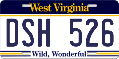 WV license plate DSH526
