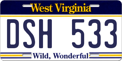WV license plate DSH533