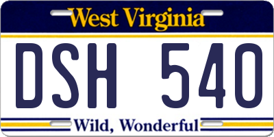 WV license plate DSH540