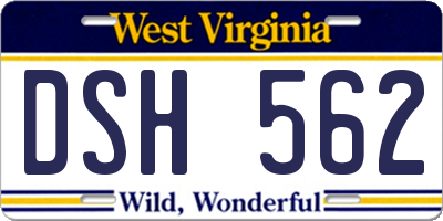 WV license plate DSH562