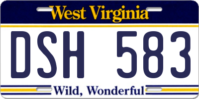 WV license plate DSH583