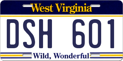 WV license plate DSH601