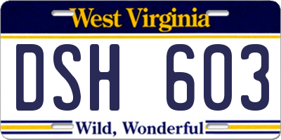 WV license plate DSH603