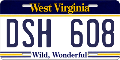 WV license plate DSH608