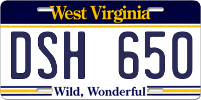 WV license plate DSH650