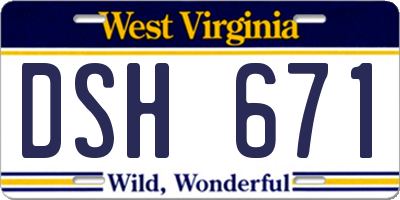 WV license plate DSH671