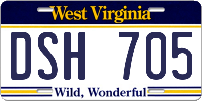 WV license plate DSH705