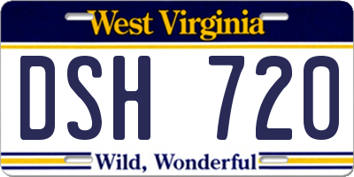 WV license plate DSH720