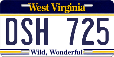 WV license plate DSH725