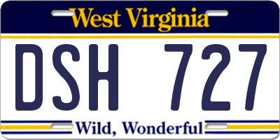 WV license plate DSH727