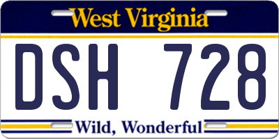 WV license plate DSH728