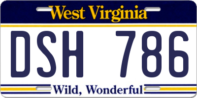 WV license plate DSH786