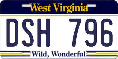 WV license plate DSH796
