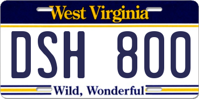 WV license plate DSH800