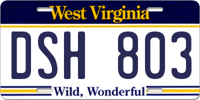 WV license plate DSH803