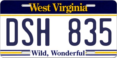 WV license plate DSH835