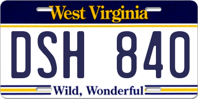 WV license plate DSH840
