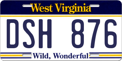 WV license plate DSH876