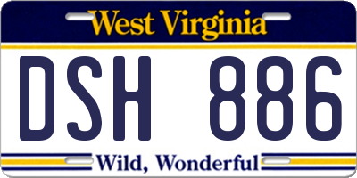 WV license plate DSH886