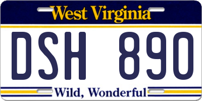 WV license plate DSH890