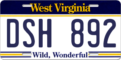 WV license plate DSH892