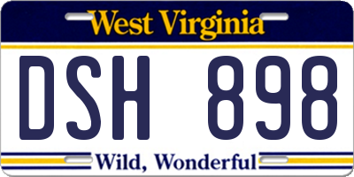 WV license plate DSH898