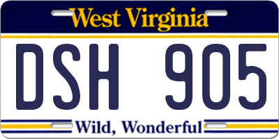 WV license plate DSH905