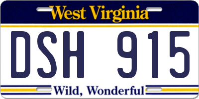 WV license plate DSH915