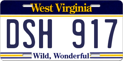 WV license plate DSH917