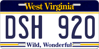 WV license plate DSH920