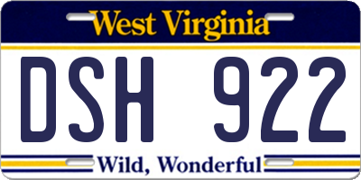 WV license plate DSH922