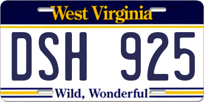 WV license plate DSH925