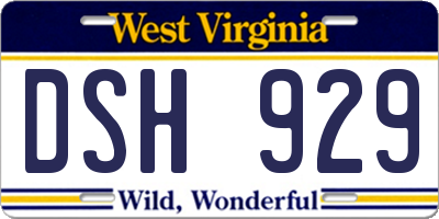 WV license plate DSH929