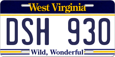 WV license plate DSH930
