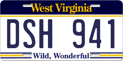 WV license plate DSH941