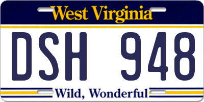 WV license plate DSH948