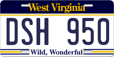 WV license plate DSH950
