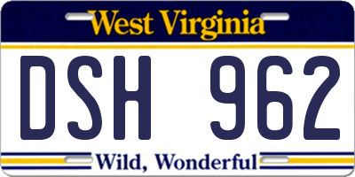 WV license plate DSH962