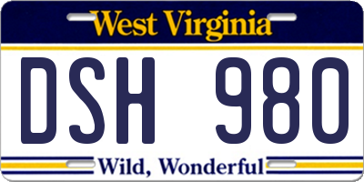 WV license plate DSH980