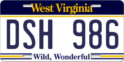 WV license plate DSH986